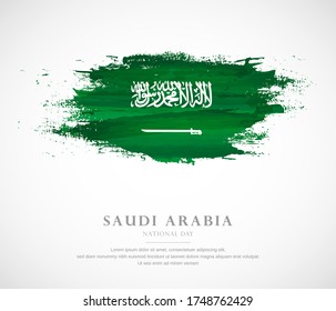 Abstract watercolor brush stroke flag for national day of Saudi Arabia