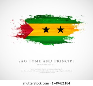 Abstract watercolor brush stroke flag for independence day of Sao Tome and Principe