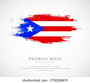 Abstract watercolor brush stroke flag for constitution day of Puerto Rico