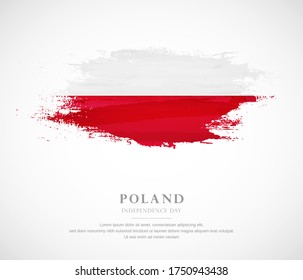 Abstract watercolor brush stroke flag for independence day of Poland