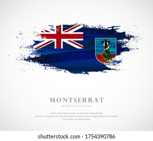 Abstract watercolor brush stroke flag for independence day of Montserrat