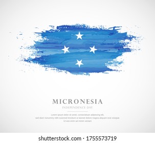 Abstract watercolor brush stroke flag for independence day of Micronesia