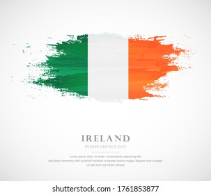 Abstract watercolor brush stroke flag for independence day of Ireland