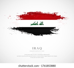 Abstract watercolor brush stroke flag for independence day of Iraq