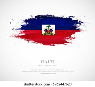 Abstract watercolor brush stroke flag for independence day of Haiti