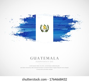 Abstract watercolor brush stroke flag for independence day of Guatemala