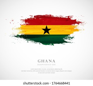 Abstract watercolor brush stroke flag for independence day of Ghana