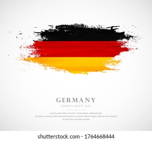 Abstract watercolor brush stroke flag for german unity day of Germany