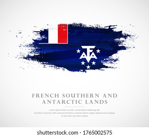Abstract watercolor brush stroke flag for national day of French Southern and Antarctic Lands