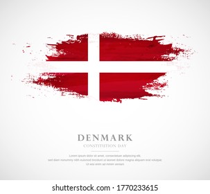 Abstract watercolor brush stroke flag for constitution day of Denmark