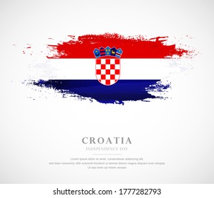 Abstract watercolor brush stroke flag for independence day of Croatia