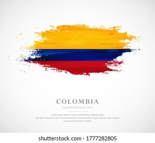 Abstract watercolor brush stroke flag for independence day of Colombia