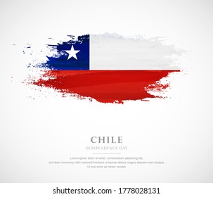 Abstract watercolor brush stroke flag for independence day of Chile