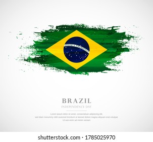 Abstract Watercolor Brush Stroke Flag For Independence Day Of Brazil