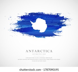 Abstract watercolor brush stroke flag for antarctica day