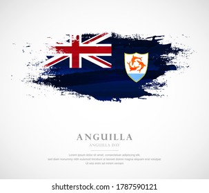 Abstract watercolor brush stroke flag for anguilla day