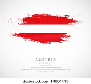 Abstract watercolor brush stroke flag for national day of Austria