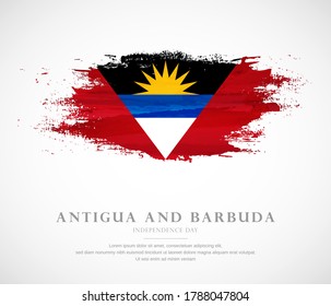 Abstract watercolor brush stroke flag for independence day of Antigua and Barbuda