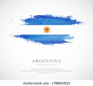 Abstract watercolor brush stroke flag for independence day of Argentina