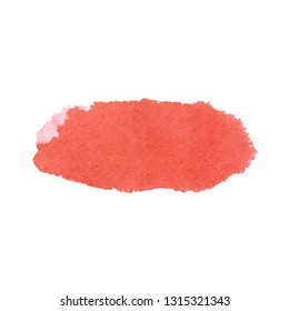 Abstract watercolor brush stroke trendy coral color. Painted background on texture paper. Vector 