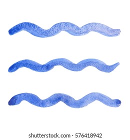 Abstract watercolor brush strokes painted wavy stripes. Texture paper. Vector illustration.