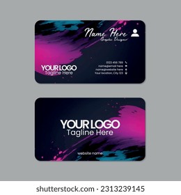 Abstract watercolor business card template design with texture and pattern, visiting card, name card, Print ready double sided clean fresh and modern corporate business card layout with mockup