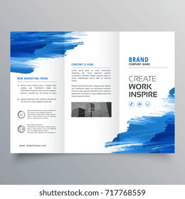 abstract watercolor business trifold brochure design template