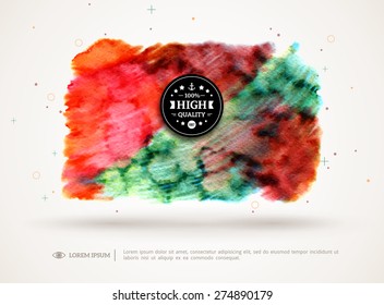 Abstract watercolor cloud with retro vintage quality frame. Vector illustration. 