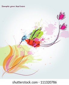 Abstract watercolor colibri