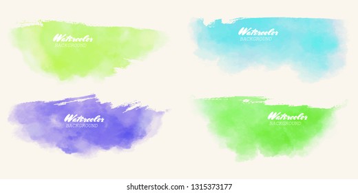 Abstract watercolor color brush strokes set painted background. Texture paper. Vector illustration.