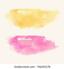 Abstract watercolor color brush strokes set painted background. Texture paper. Vector illustration.