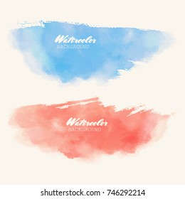 Abstract watercolor color brush strokes set painted background. Texture paper. Vector illustration.