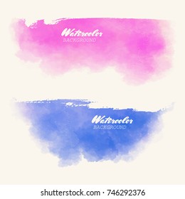 Abstract watercolor color brush strokes set painted background. Texture paper. Vector illustration.