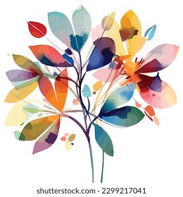 abstract watercolor colorful flower, white background, flat colors, vector illustration, digital art svg