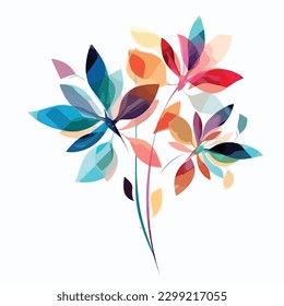 abstract watercolor colorful flower, white background, flat colors, vector illustration, digital art