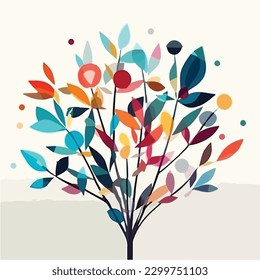 abstract watercolor colorful flower, white background, flat colors, vector illustration, digital art