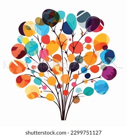 abstract watercolor colorful flower, white background, flat colors, vector illustration, digital art