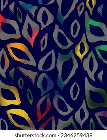 Abstract watercolor colorful textured leaves pattern