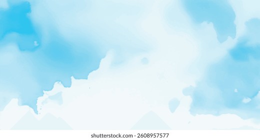 Abstract Watercolor Composition with Light Blue Tones Blended Into White Paper, Offering a Serene and Peaceful Visual with Dreamy Brushwork and Minimalist Elegance

