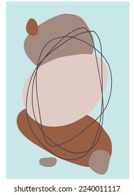 abstract watercolor compositions in the Scandinavian style. Geometric shapes on white background