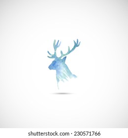 Abstract watercolor deer head. Vector for you.