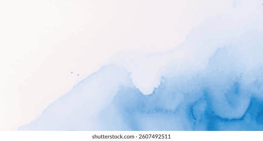 Abstract Watercolor Expression of Calm and Simplicity, Where Soft Brushstrokes in Cool Blue and Pure White Flow Freely Across the Canvas in a Silent, Soothing Rhythm