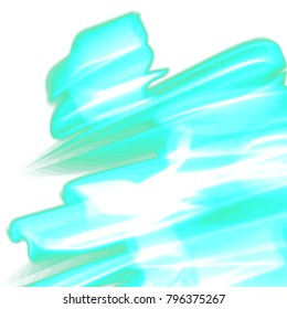 abstract watercolor fanciful curvy pattern with turquoise stripes, green shades and white center, vector illustration