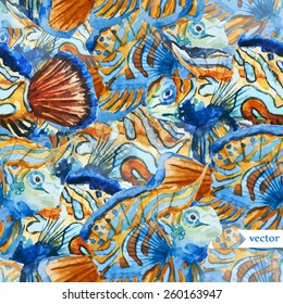 abstract, watercolor, fish, water color, pattern, wallpaper, strip,