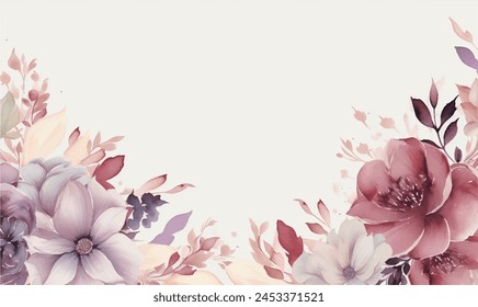 Abstrakte Aquarell Blumenrahmen Hintergrund Rosa Violett