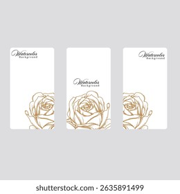 Abstract watercolor floral frame background vector. Watercolor invitation card design with leaves, flower , gold geometric frame and watercolor 