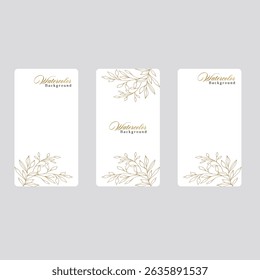 Abstract watercolor floral frame background vector. Watercolor invitation card design with leaves, flower , gold geometric frame and watercolor 