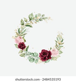 Abstract Watercolor Floral Ring. Illustrator and designer. Wedding Invites, save the date, Birthday Invites, Video Invites, E-Cards.