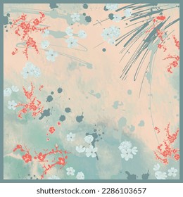 abstract watercolor floral splash scarf 062