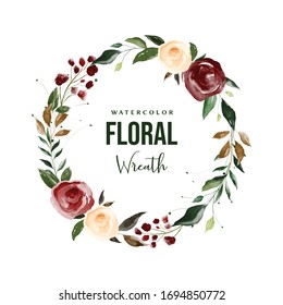 Abstract Watercolor Floral Wreath Vector